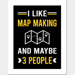 3 People Map Making Maker Mapmaking Mapmaker Cartography Cartographer Posters and Art